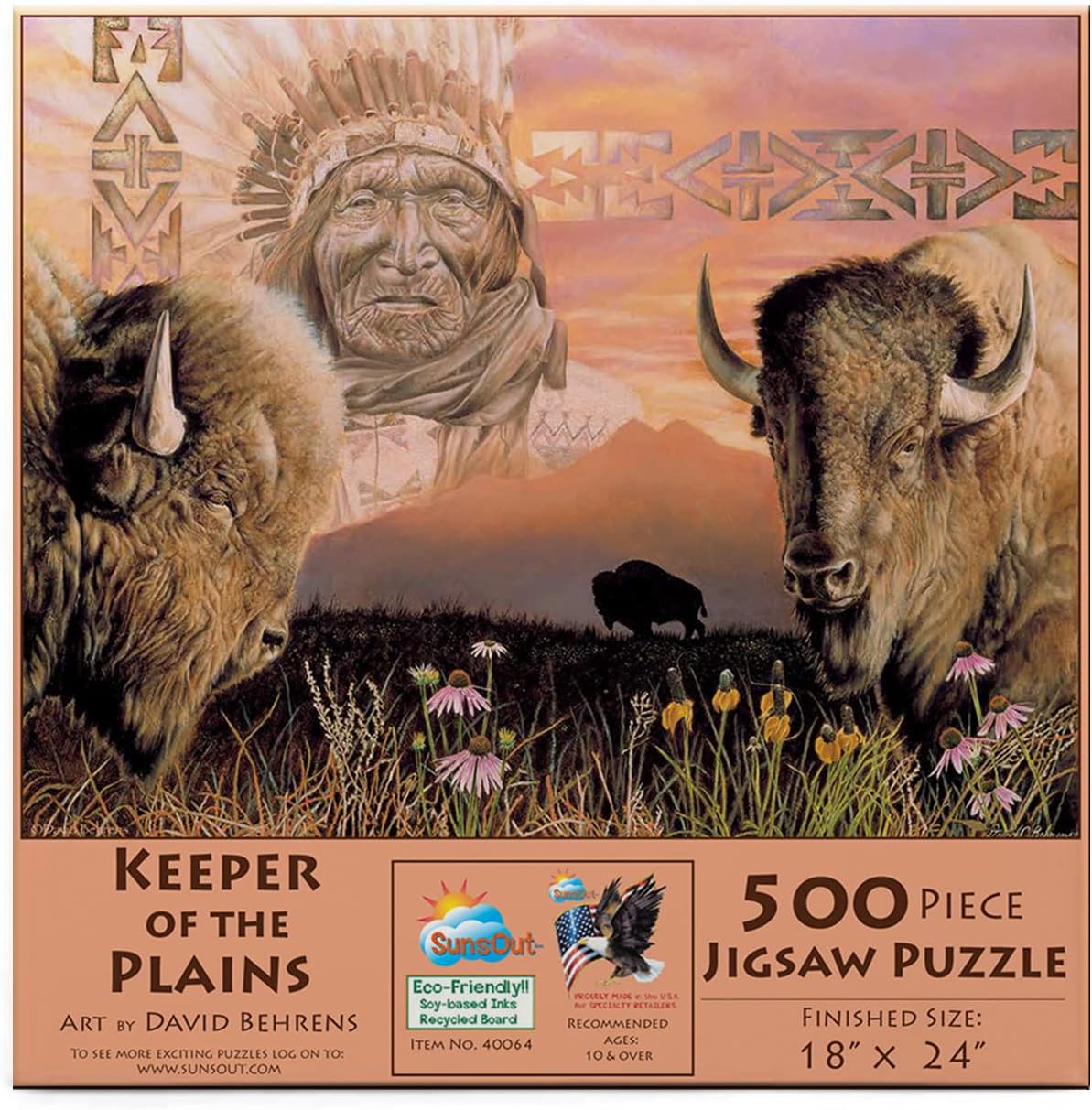 SUNSOUT INC - Keeper of the Plains - 500 pc Jigsaw Puzzle by Artist: David Behrens - Finished Size 18" x 24" - MPN# 40064