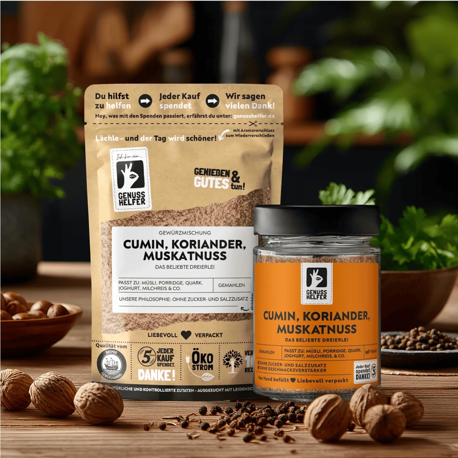 Bremer Gewürzhandel Cumin Koriander Muskatnuss Gewürzmischung, gemahlen, Gewürzmix für orientalische Gerichte, für Soßen und Dressings, leckere Marinade für Lamm, 10 x 75g