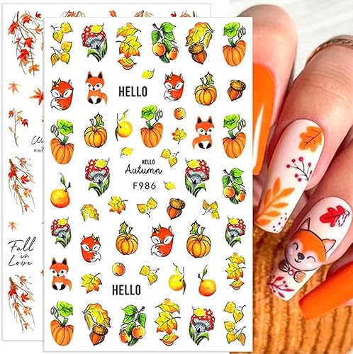 Miniatura 3 de 6 calcomanías de otoño para arte de uñas, hojas de arce, calcomanías 3D autoadhesivas con diseño de hojas de arce, calcomanías de diseño de hojas de