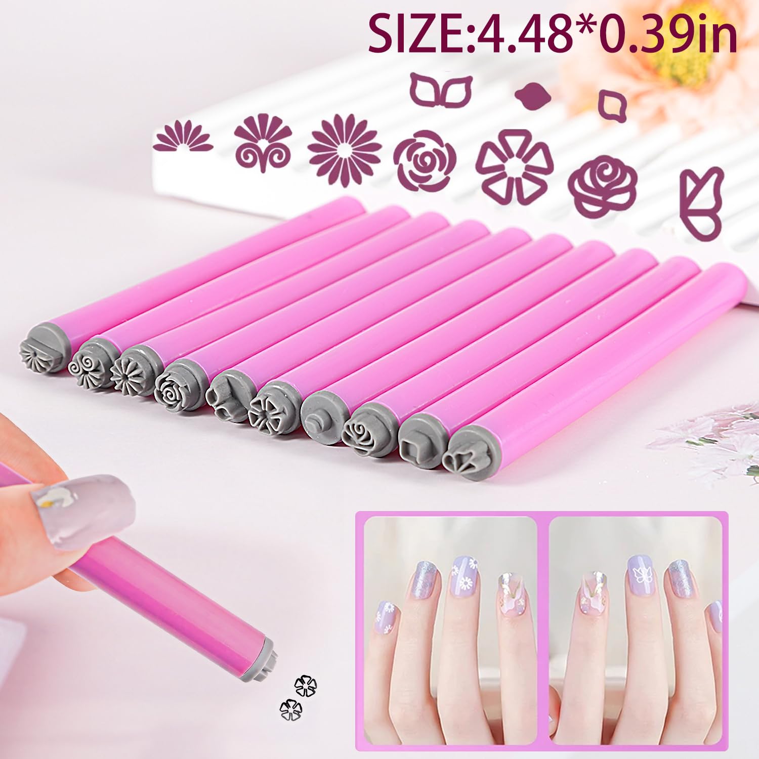 XEAOHESY 10pcs Nail Art Stamp Pen Set Flower Design Nail Stamping Pens Nail Stamp Tool Nail Art Stamps for Women