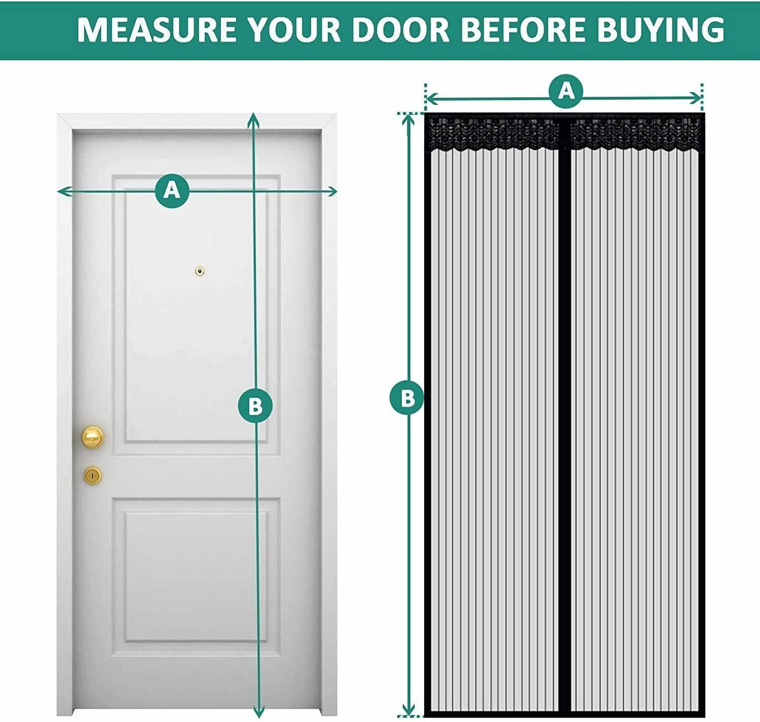 Up to 38 x 82 Inch Black Magic Magnetic Door Mesh Net Black Screen Curtain Hands Free Door Self Sealing Magnets Reinforced Fiberglass Heavy Duty Mesh Net Closure for Sliding Door, Patio, Bedroom