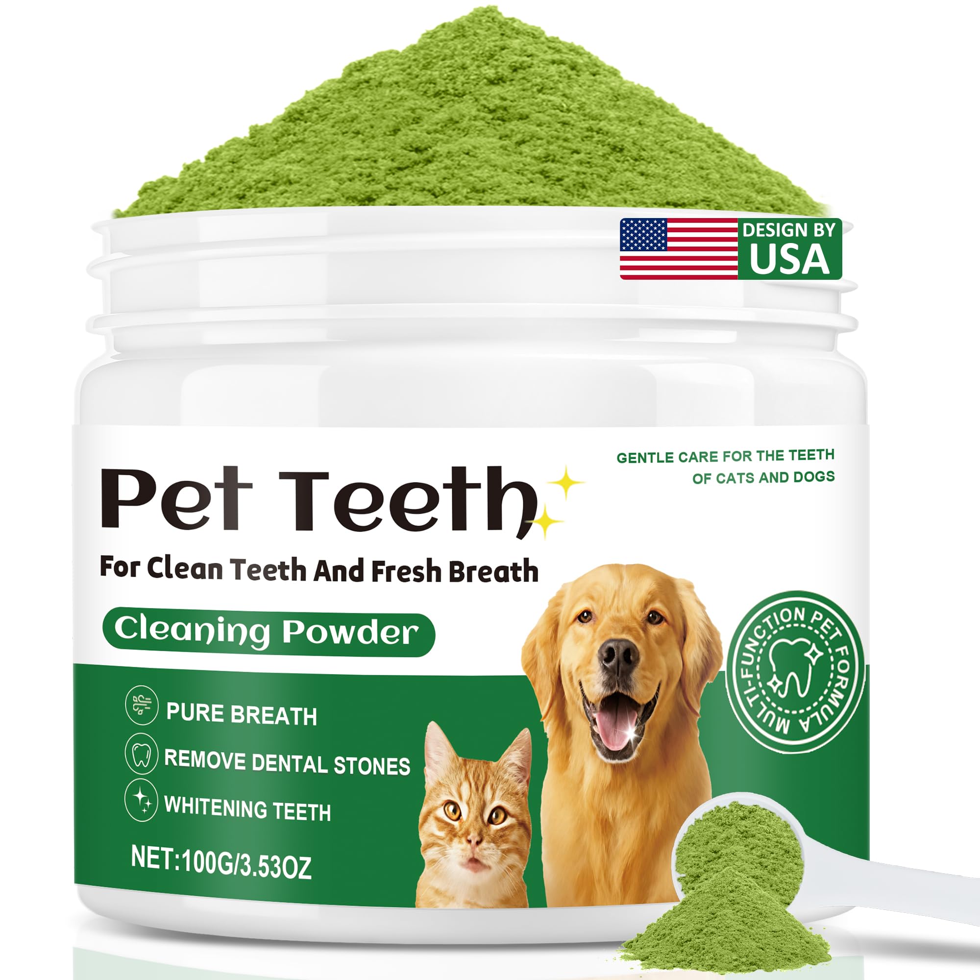 Dog Dental Powder for Teeth Cleaning Breath Freshener, Plaque & Tartar Remover for Dogs, Bad Breath Treatment, All Natural Ingredients for Dogs of All Breeds