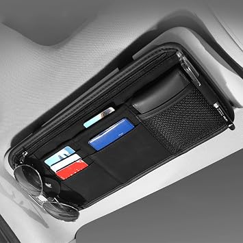 Car Sun Visor Organizer for Toyota Kijang Innova/Innova Zenix II III 2015-2025 2026 Multi-Pocket Visor Organizer Storage Pouch Multi-Function Card Holder Sunglass Holder,Black