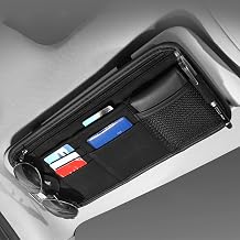 Car Sun Visor Organizer for Toyota Kijang Innova/Innova Zenix II III 2015-2025 2026 Multi-Pocket Visor Organizer Storage Pouch Multi-Function Card Holder Sunglass Holder,Black