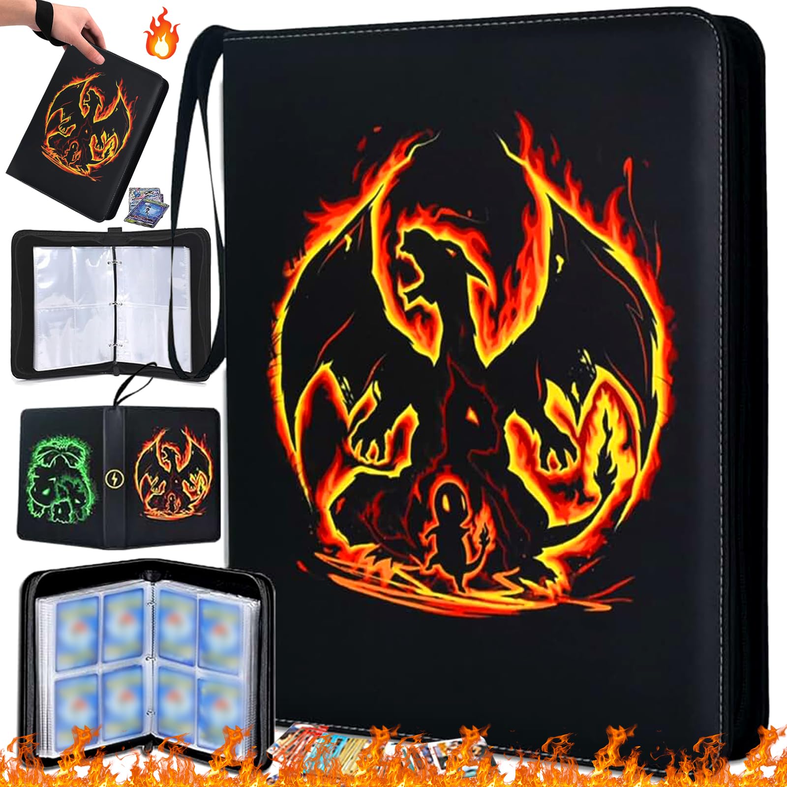 Album, Album para Cartas, 50 Páginas Pueden Contener 400 Tarjetas Carpeta Cromos Cremallera, Álbum Cartas para, Extraíbles Álbum Titular De Tarjetas para Cartas