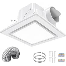 Bathroom Exhaust Fan With Light 10in Panel,110CFM,1.0 Sones,8"Ceiling Mount
