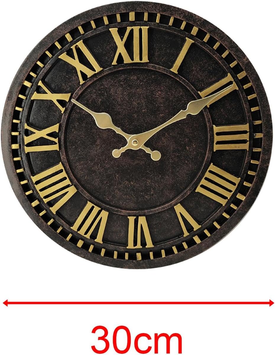 Yajuyi Hanging Outdoor Clock Round Clock Waterproof 12 inch Retro Housewarming Gifts