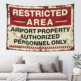 KSXS Tapestry for Wall Restricted Area Airport Property Authorized Personnel Only Road Tapestry Funny Room Decor Outdoor Bar Accessories Decor(75X100CM)
