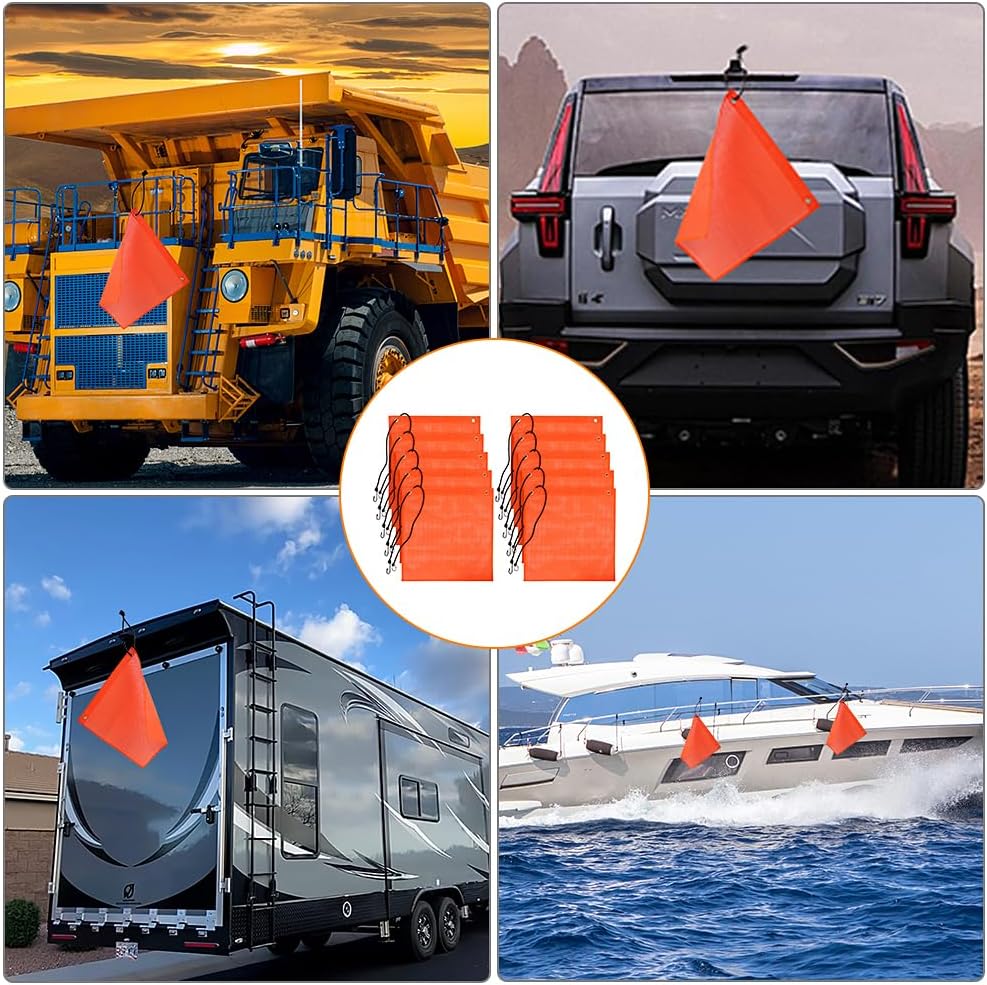 16 Pcs Orange Safety Flags for Trucks