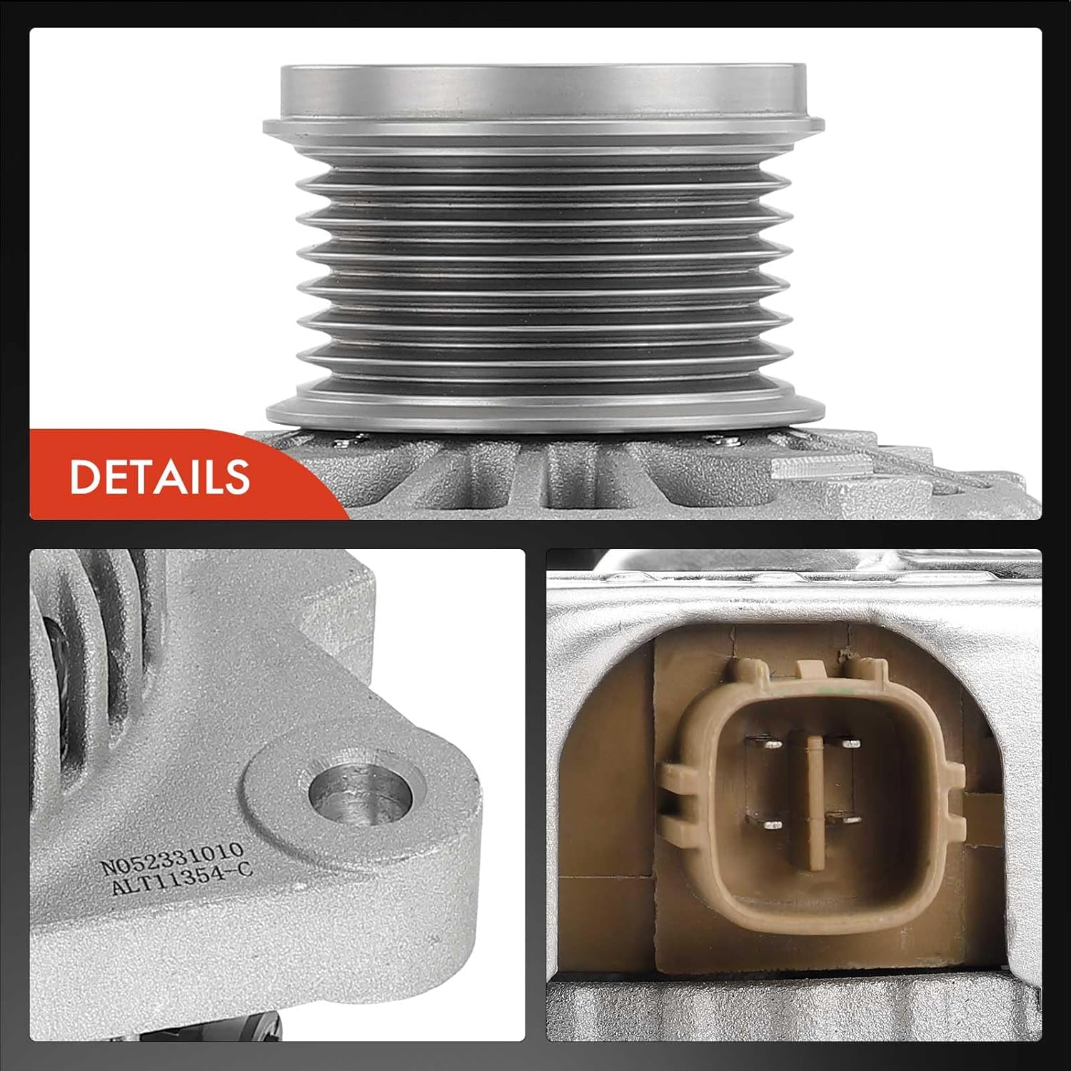 A-Premium Alternator Compatible with Toyota Tacoma 2007-2016 2.7L, 12V 80A 7-Groove Decoupler Pulley Clockwise, Replace# 27060-75490, 104210-8590