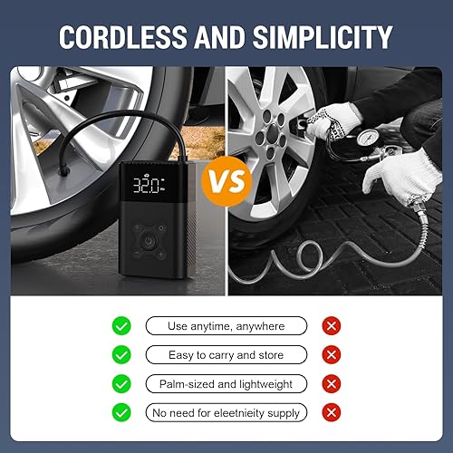 Miniatura 3 de Inflador de neumáticos, compresor de aire portátil, bomba de aire de 150 PSI para automóvil, bomba de bicicleta eléctrica con medidor digital de