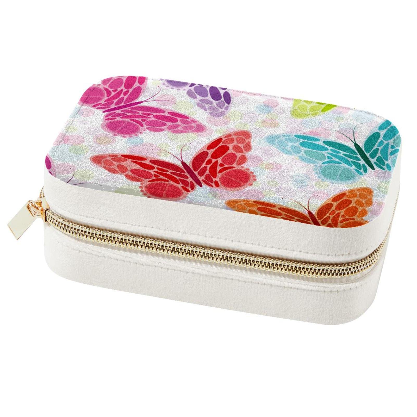 Boîte à bijoux portable papillon : rangement de voyage pour boucles d'oreilles