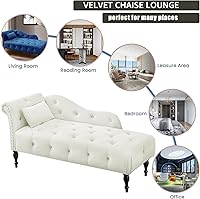 Vista 3 de Anwick Chaise Lounge - Silla reclinable tapizada para interiores, moderna y tapizada para sala de estar, dormitorio, sofá cama (blanco)