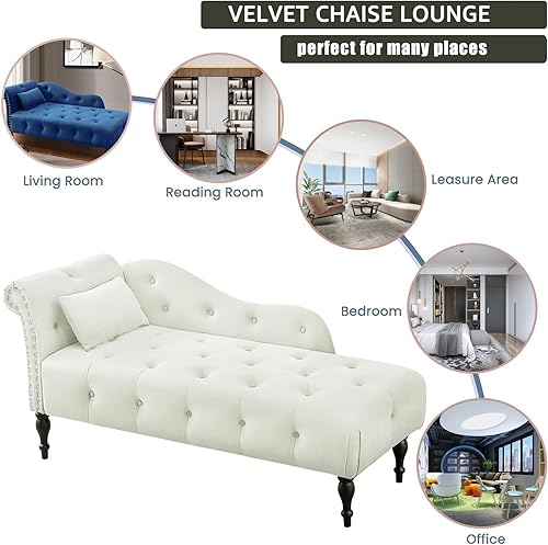 Miniatura 3 de Anwick Chaise Lounge - Silla reclinable tapizada para interiores, moderna y tapizada para sala de estar, dormitorio, sofá cama (blanco)