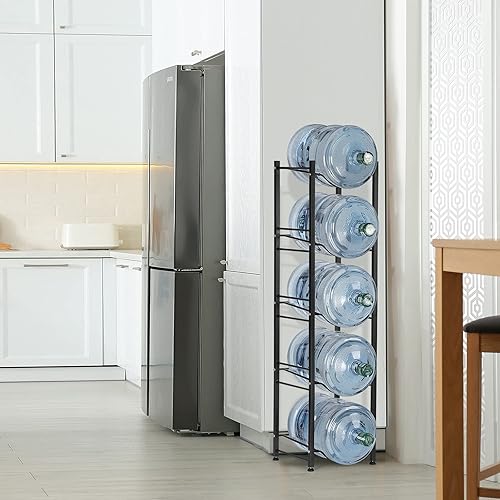 Miniatura 5 de HAITRAL Soporte para jarra de agua de 5 niveles resistente para botellas de agua, color negro