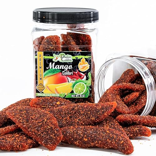 Miniatura 3 de Dulces Colibri - Mango Chamoy  PREMIUM  MEDIO PICANTE  Tamaño familiar - Tarro de 16 onzas  Sin desorden  Rebanadas de mango masticables suaves
