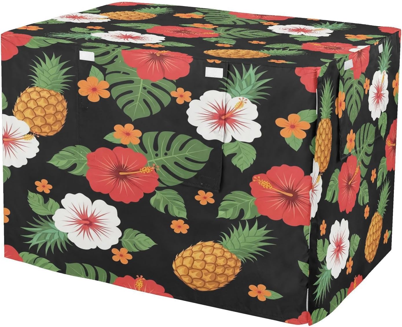 Tropical Pineapples Dog Crate Cover 600D Oxford Pet Kennel Cover with Mesh Window for Dog Cages, Windproof Waterproof Machine Washable, 48"x30"x33"