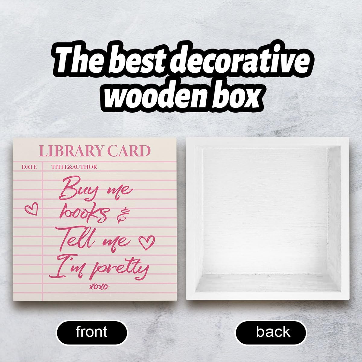 Cute Bookshelf Accessories Decor Aesthetic Buy Me Books & Tell Me I am Pretty Desk Decor With Wooden Stand for Women Book Lovers, Bookish Home Decoration Home Bedroom Office Bookshelf image 3