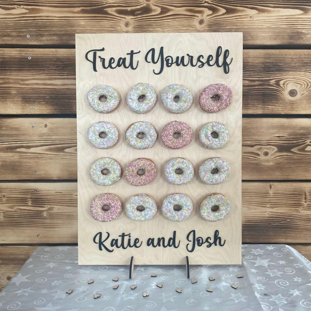 Luck And Luck Personalised Doughnut Treat Stand For 16 Donuts – Wedding Donut Wall, Birthday Centrepiece & Party Favors