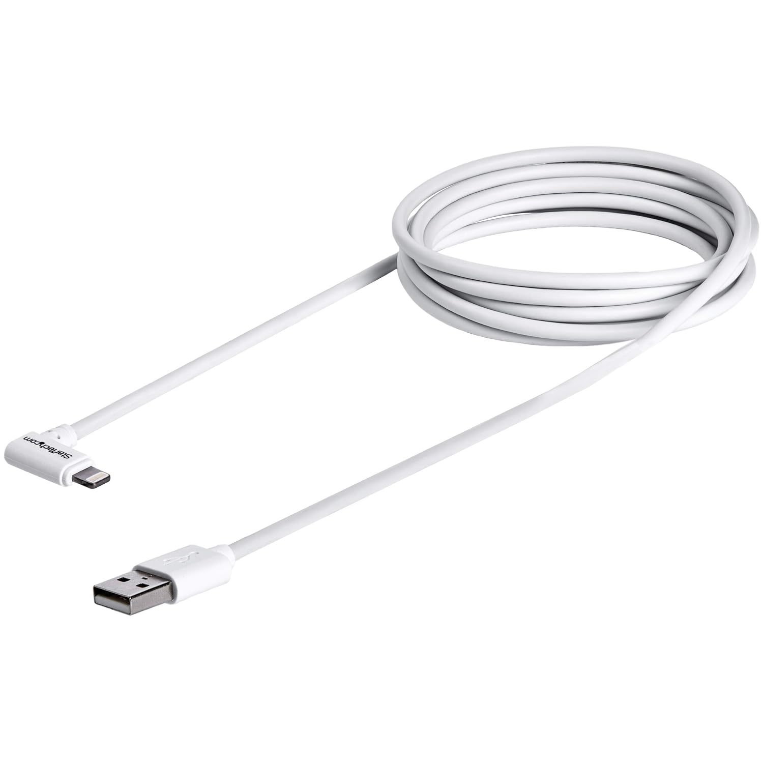 StarTech.com Angled Lightning to USB Cable - 2m (6ft) - White - Apple MFi Certified (USBLT2MWR)