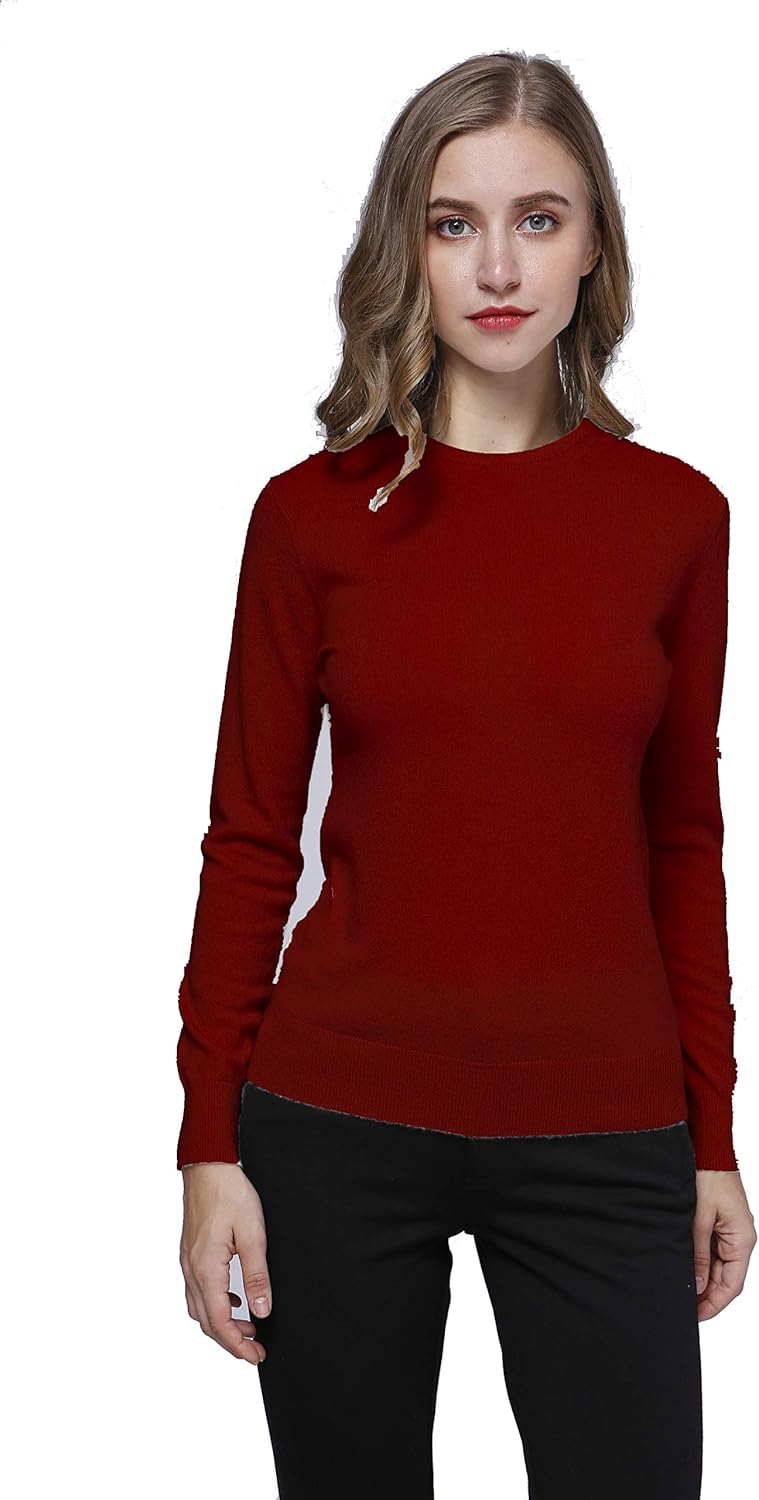 Women's 100% Pure Cashmere Long Sleeve Crew Neck Sweater