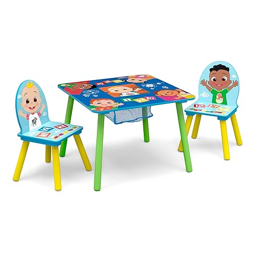 Miniatura 2 de Delta Children Juego de mesa y silla para niños con almacenamiento (2 sillas incluidas) y silla tapizada, madera CoComelon