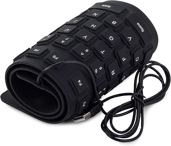Roll-Up Silicone Keyboard, USB Waterproof Foldable 109-Key for PC Laptop