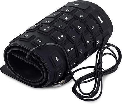 Roll-Up Silicone Keyboard, USB Waterproof Foldable 109-Key for PC Laptop