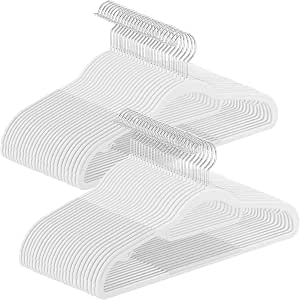 OIKA Grucce In Plastica Antiscivolo Colore Grigio - Confezione Da 50 Pezzi, Design Senza Spalline, Con Barra Per Pantaloni, Salvaspazio - 3