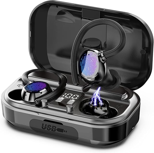 Judneer Wireless Headphones, Bluetooth Earbuds Sport 5.0 In-Ear with HD Mic, Wireless Earbuds 56H Playtime, HiFi Stereo Sound, Charging Case with LED Display, IP7, CVC8.0 Noise Cancelling for Gym
