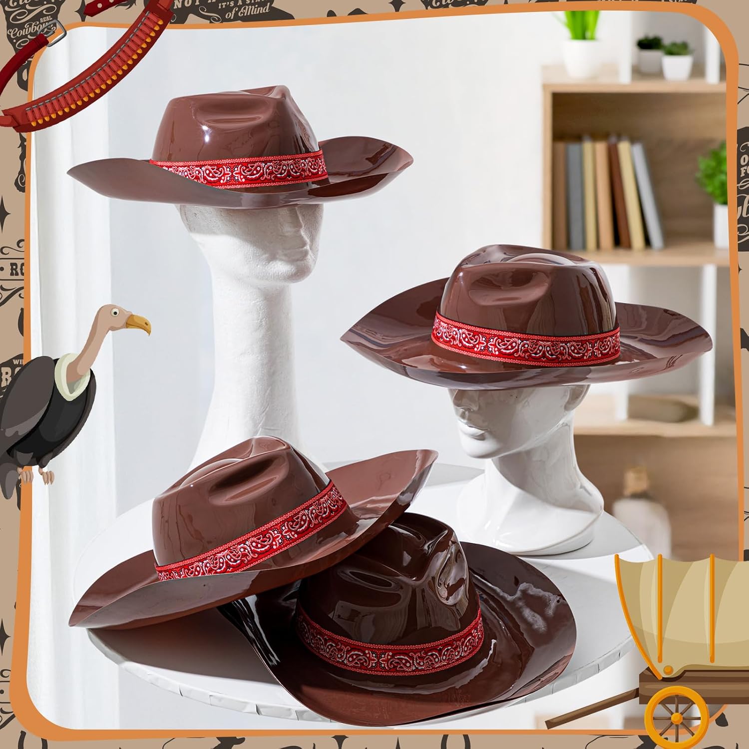 Xtinmee 24 Pcs Cowboy Hats Bulk Adult Cowboy Hats Party Western Hat Costume Accessories Western Rodeo Party Supplies