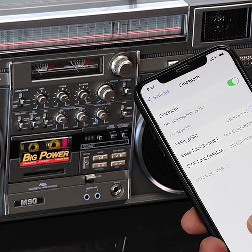 Miniatura 4 de New Wave Toys M90 MINI Blaster Réplica Boombox Altavoz inalámbrico portátil, altavoces duales de 30 W, tiempo de reproducción de 40 horas, Bluetooth