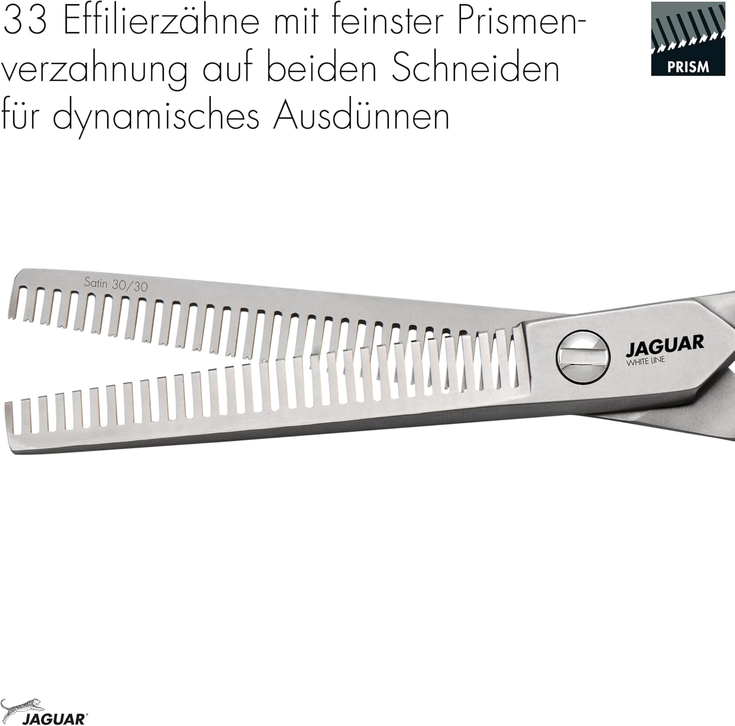 Jaguar Satin 30/30 Thinning and Texturizing Scissors, Right Handed Haircutting Shears, 6.0 Inch