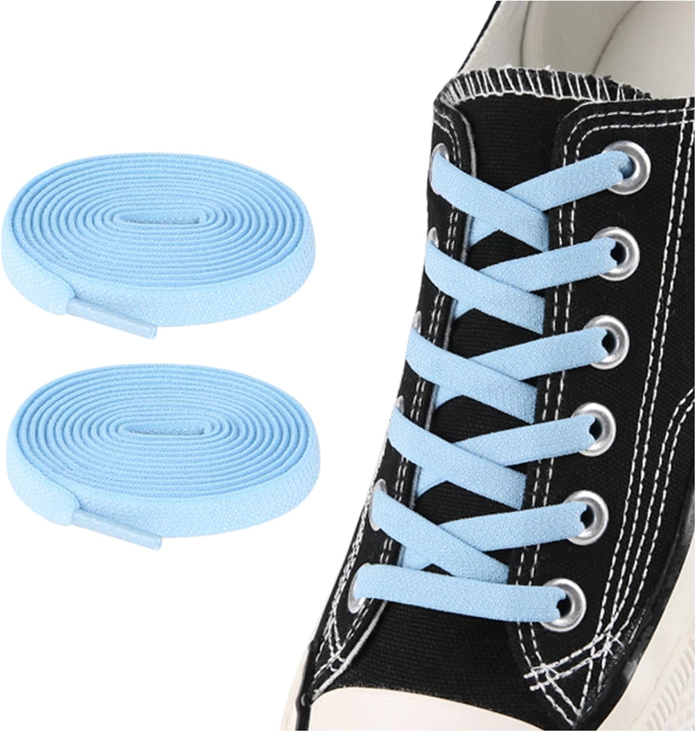 ZHENTOR Elastic No Tie Shoe Laces for Sneakers, Stretch Tieless Shoelaces for Kids and Adults, Flat Athletic Shoes Strings