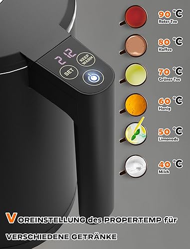 Miniatura 2 de JOYHILL Control de temperatura del hervidor eléctrico 6 teteras de temperatura variable interior de acero inoxidable 12 horas para mantener el calor