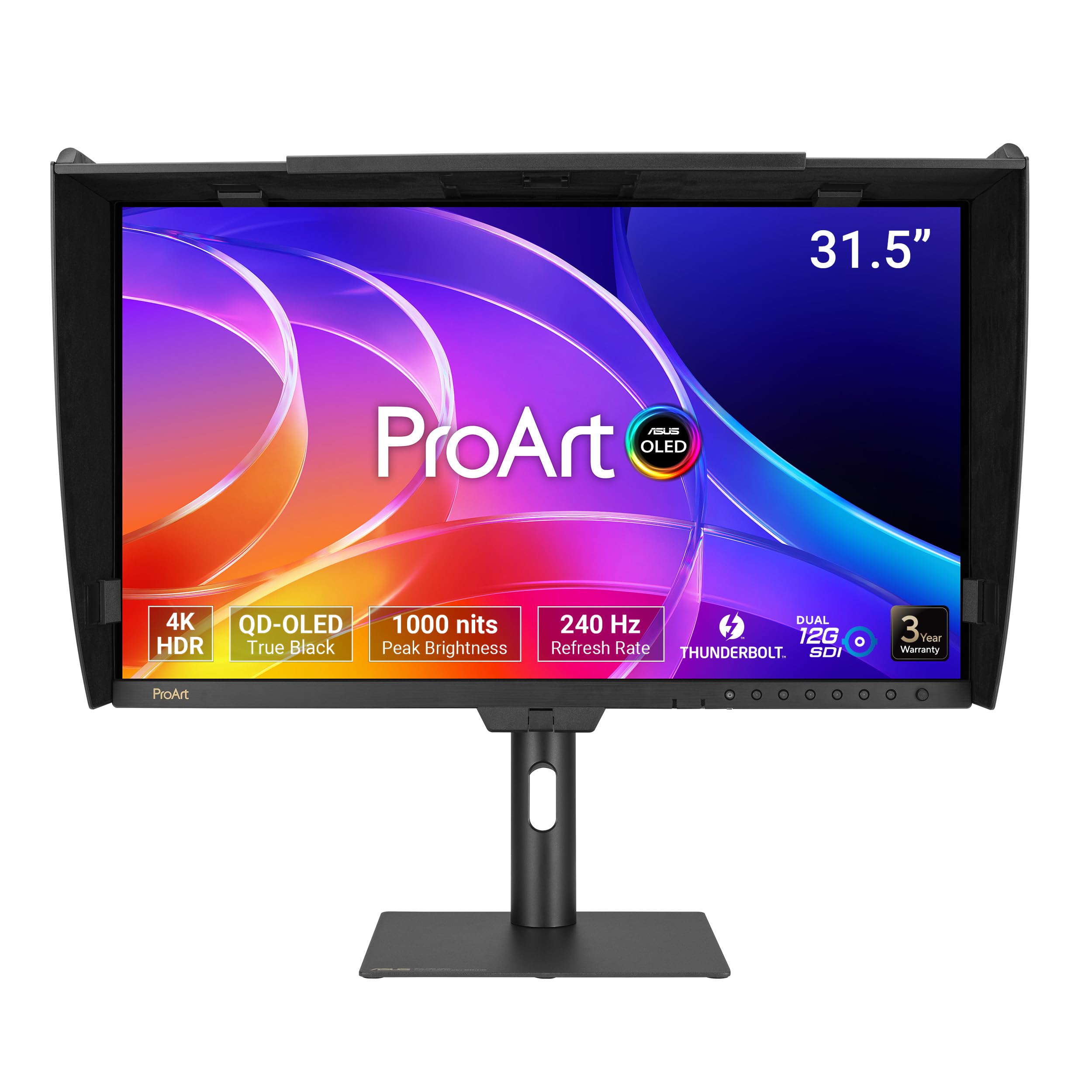 ASUS PROART DISPLAY OLED PA32USD, Monitor Professionale da 31,5", Nero | 4K UHD QD-OLED (3840x2160), 240Hz, 0,1ms, Colorimetro, Auto Calibrazione, Dolby Vision, Calman Verified, Supporto Ergonomico