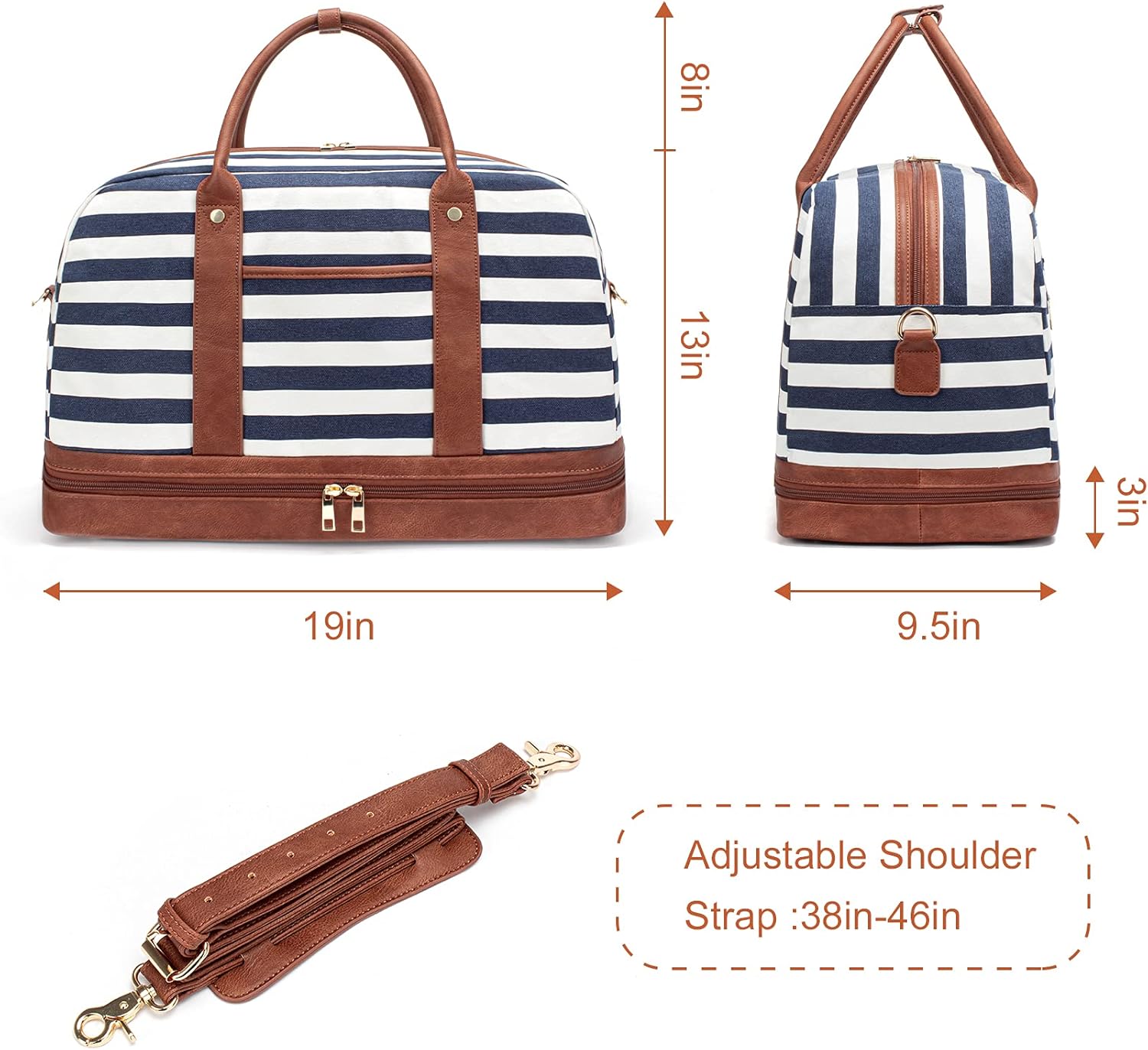 Weekender Bag for Women Canvas Overnight Bag Large Travel Tote Bag Carry on Shoulder Duffle Bag With Shoe Compartment,Perfect for Travel/Daily Use/Birthday Gift … - Image 6