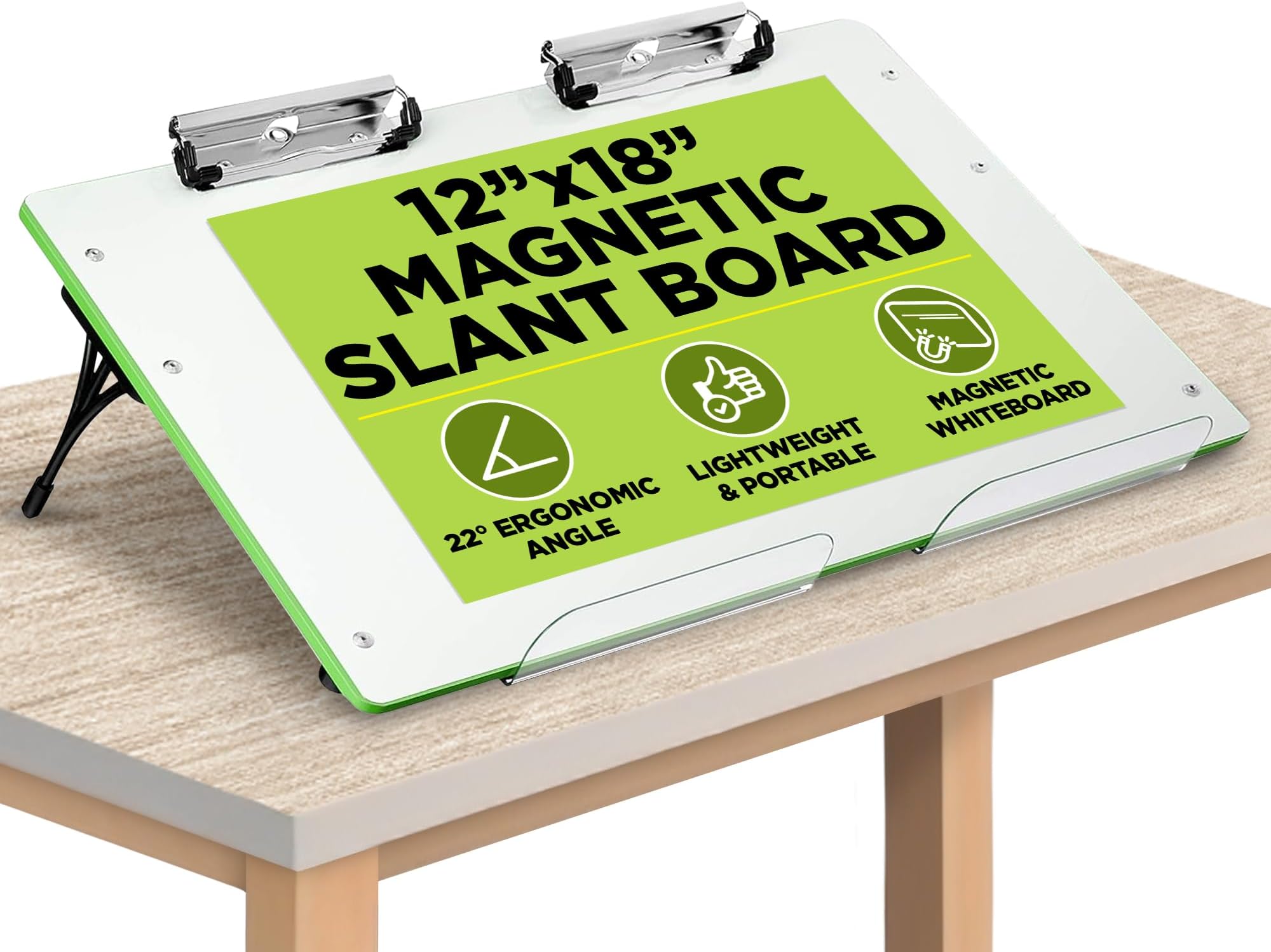 Visual Edge - Slant Board for Writing – Adjustable Magnetic Whiteboard & 22° ...