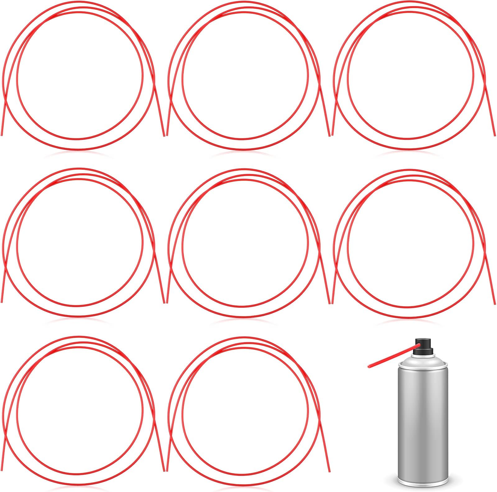 Tondiamo Spray Can Straws, 51.1 in Spray Can Extension Straw, Cut at Will Replacement Red Flexible Plastic Straw for Narrow Space Paint Cleaner Lubricant Oil(8 Roll)
