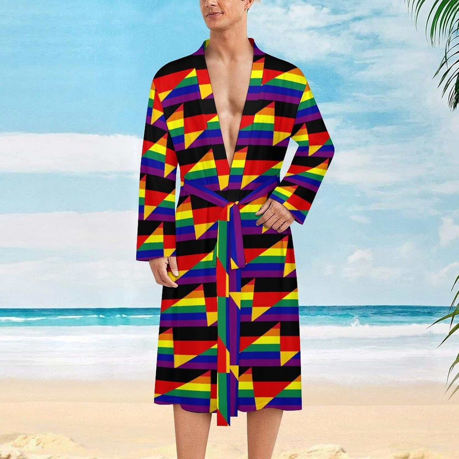 Germany Gay Flag Mens Robe Long Bathrobe for Women Bath Robes Lightweight Soft Printed Sleepwear