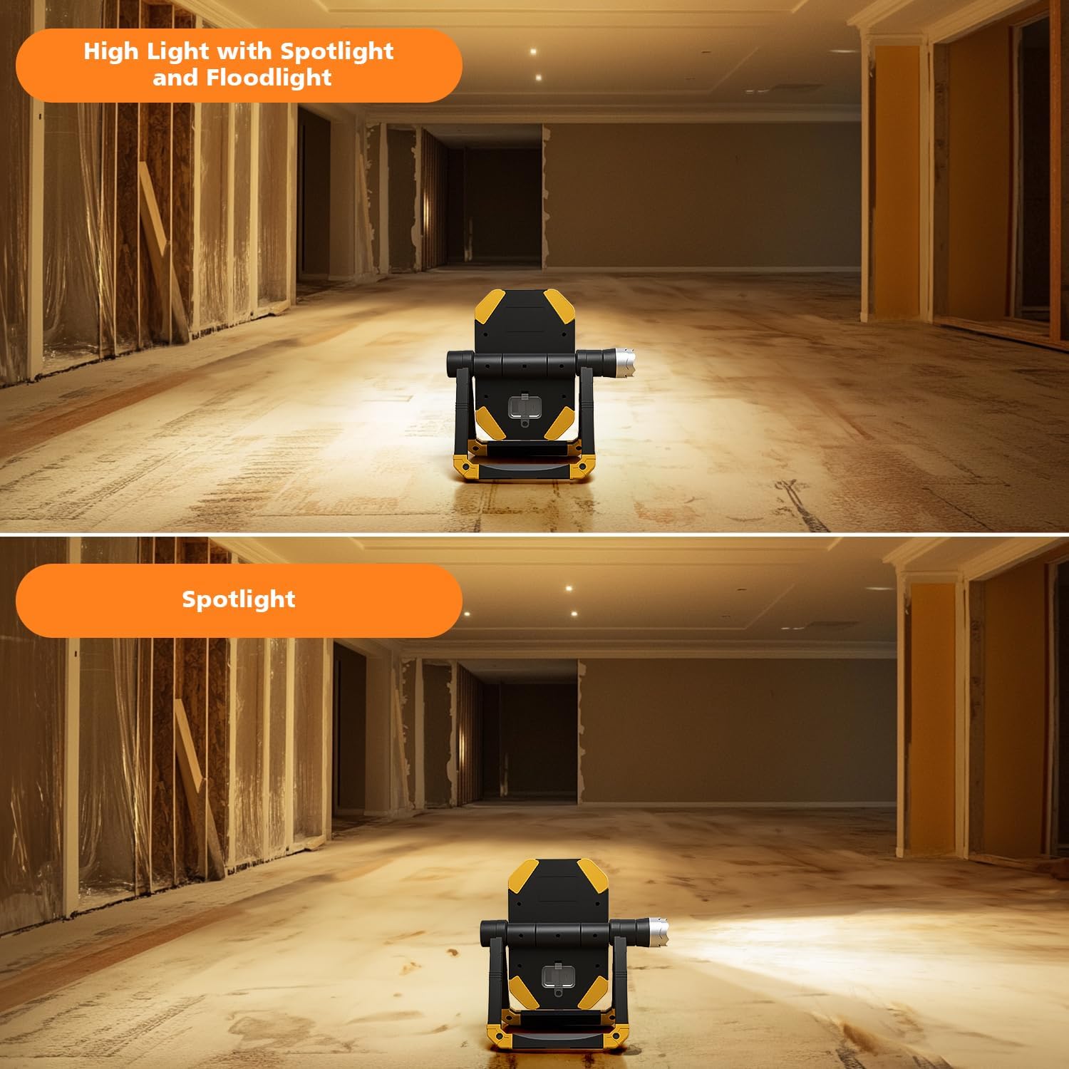 2 Pack 2500LM Magnetic Rechargeable Work Light, LED Work Light Rechargeable with 360° Rotation Stand & Foldable Design, 5 Lighting Modes Magnetic Flashlight for Car Repairing Camping Emergency - Image 8