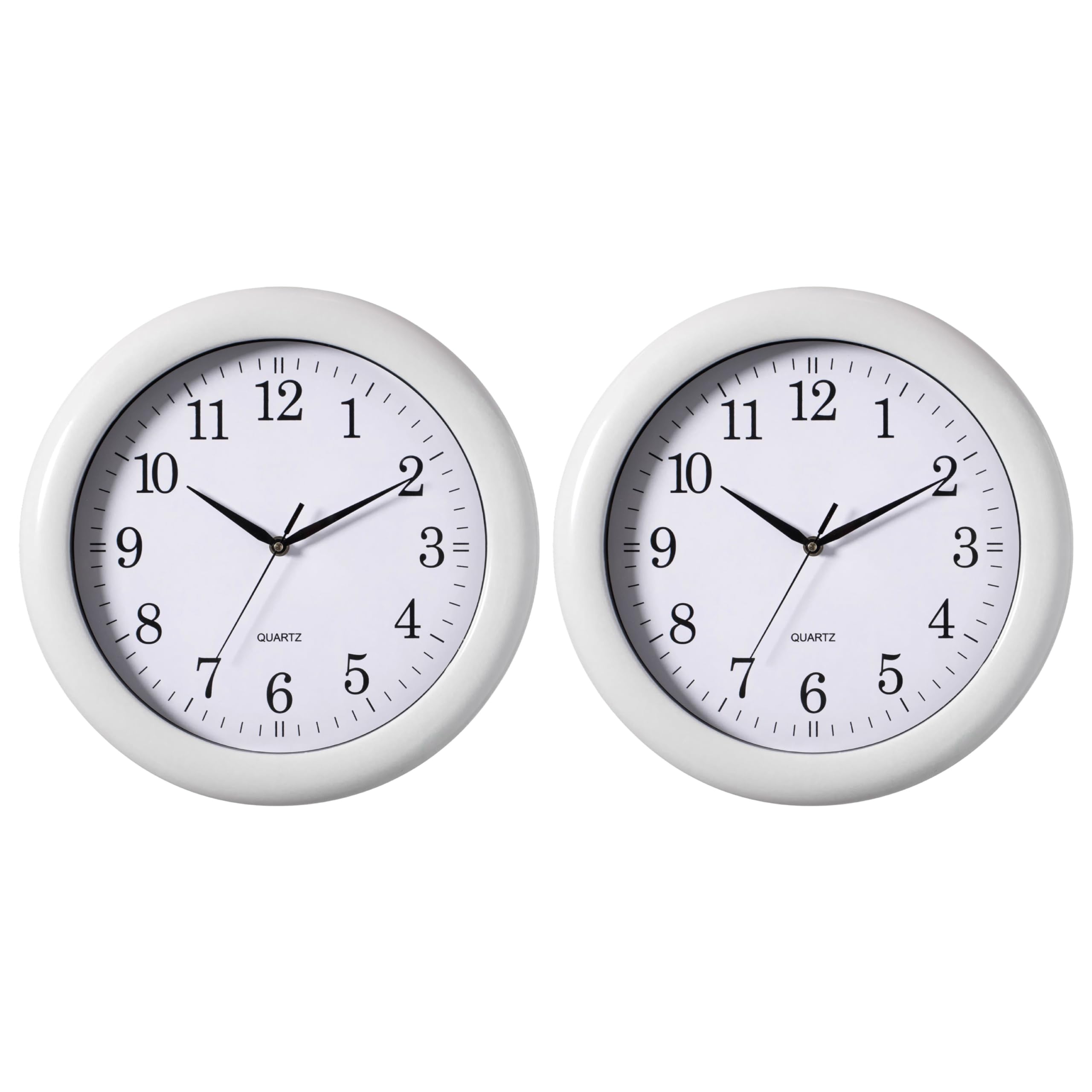 Horloge murale en plastique blanc lot de 2 pièces design moderne analogique silencieux