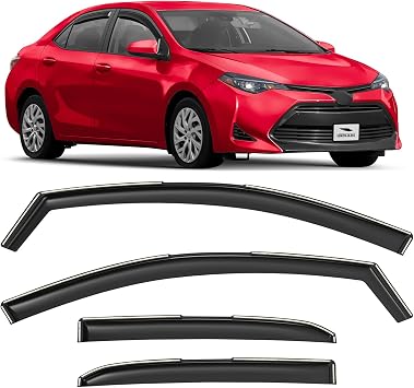 Voron Glass in-Channel Extra Durable Rain Guards for Toyota Corolla 2014-2019 Sedan, Window Deflectors, Vent Window Visors, 4 Pieces - 200558