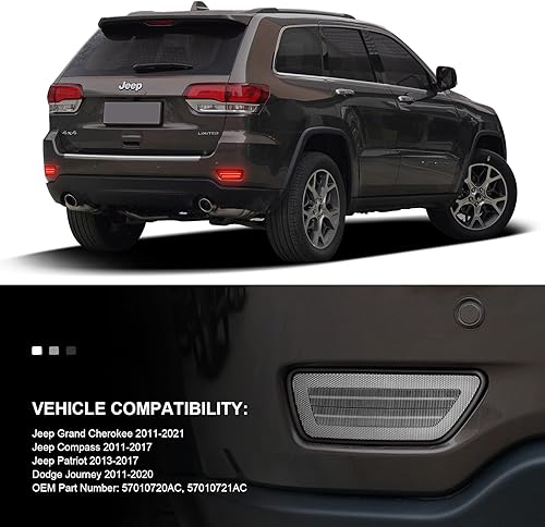 Miniatura 5 de IXCNET - Luces reflectoras LED para parachoques trasero, luz antiniebla, repuesto para Jeep Grand Cherokee 2012-2018 Compass 2011-2017, Patriot