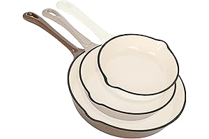 Lot45 Enameled Cast Iron Cookware Set: Three-Piece Non-Stick Ceramic Beauty