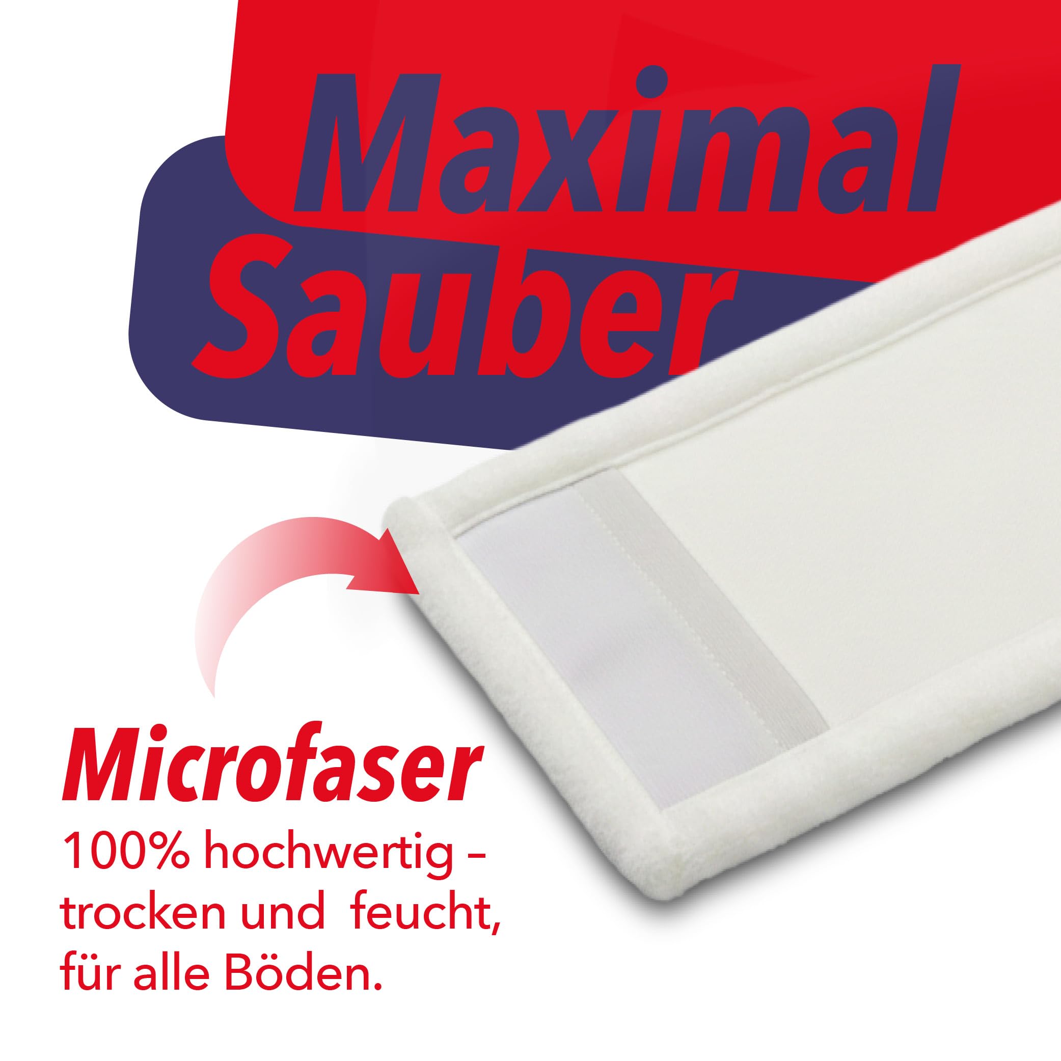 G.I.V. Bodenwischer Set 50cm Klapphalter mit Trittmechanik & Magnetverschluss + Teleskopstiel ausziehbar 88-150cm inkl. 5X Mikrofaser Wischmopp - Wischer Bodenreinigung - Gebäudereinigung