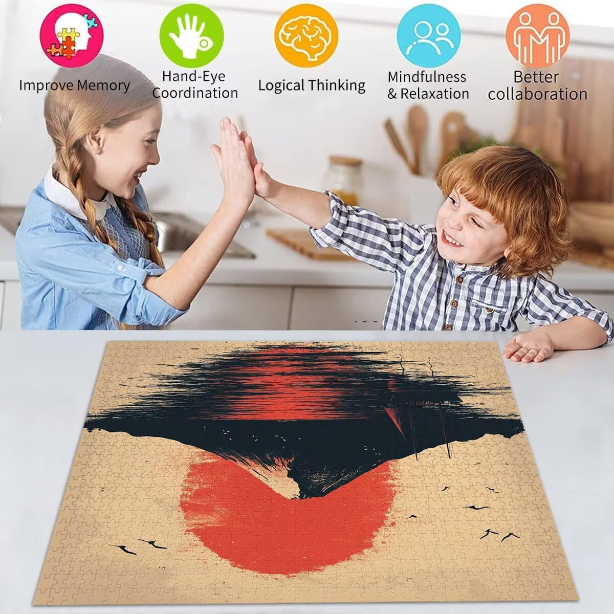 Puzzle Erwachsene 2000 Teile Sonnenuntergang Berg Educa Jigsaw für Kinder ab 8 Jahren Mädchen Jungen, Erwachsene Impossible Klassische Puzzles, Anspruchsvoll Spielspaß, Als Geschenke 70x99cm t-598