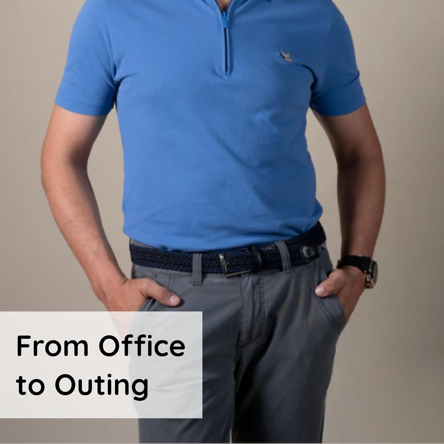 Golf Belts for Men - Classic Braided Belt for Jeans, Pants and Slacks, Gifts for Him (Blue)