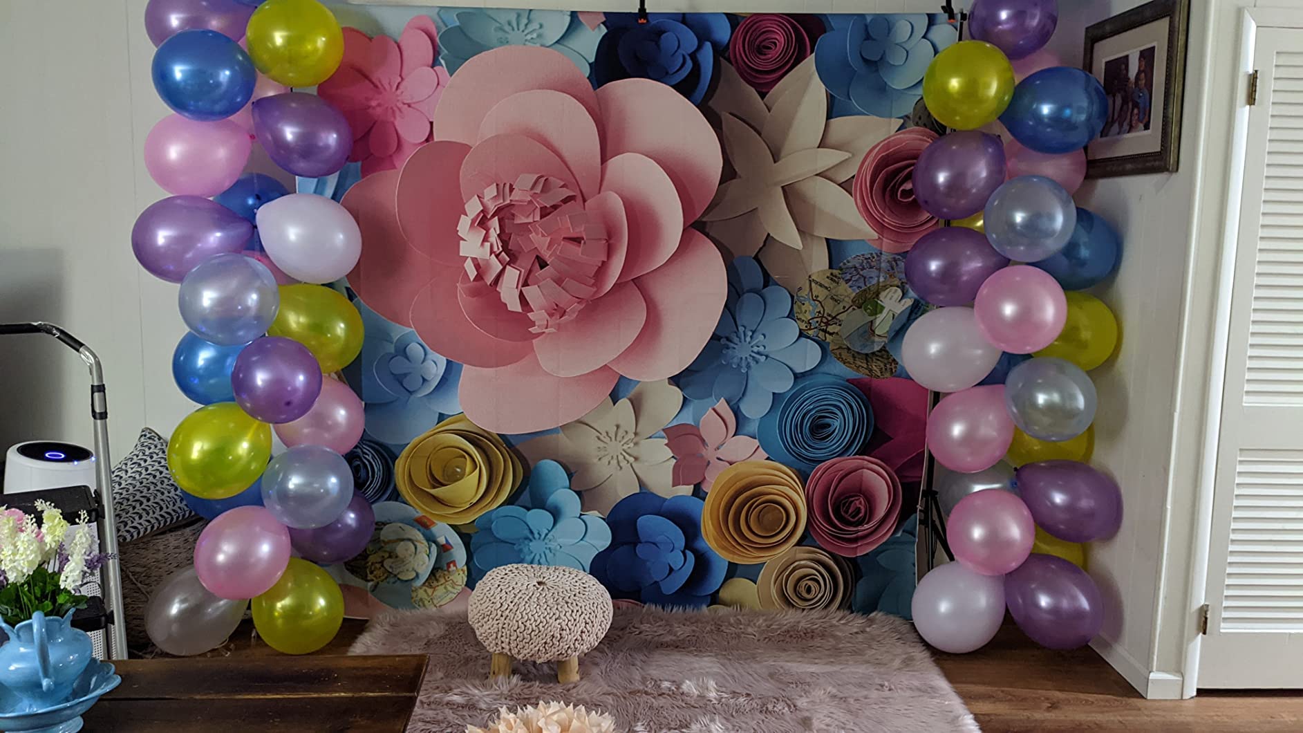 Snapklik.com : Colorful Flowers Paper Wall Photography Background 8x6FT ...