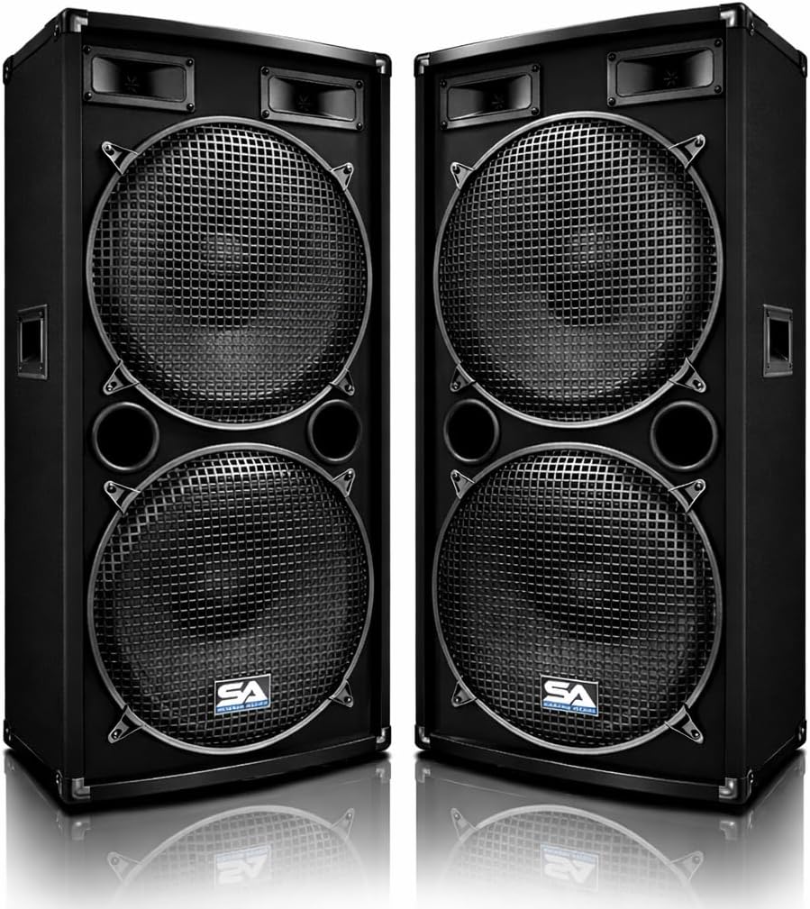 Seismic Audio - Pair of Dual 15" PA DJ SPEAKERS 1000 Watts PRO AUDIO - Band, Bar, Wedding, Church